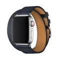 Bracelet cuir double tour pour Apple Watch 38 à 49 mm – Couleur du bracelet Noir Vert (5)