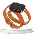 Bracelet cuir double tour pour Apple Watch 38 à 49 mm – Couleur du bracelet Orange