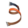 Bracelet cuir double tour pour Apple Watch 38 à 49 mm – Couleur du bracelet Orange blue