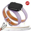 Bracelet cuir double tour pour Apple Watch 38 à 49 mm – Couleur du bracelet Purple BOX