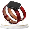 Bracelet cuir double tour pour Apple Watch 38 à 49 mm – Couleur du bracelet Red