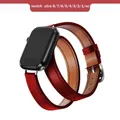 Bracelet cuir double tour pour Apple Watch 38 à 49 mm – Couleur du bracelet Rouge