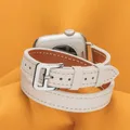 Bracelet cuir double tour pour Apple Watch 38 à 49 mm – Couleur du bracelet Rouge noir (Be)