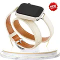 Bracelet cuir double tour pour Apple Watch 38 à 49 mm – Couleur du bracelet Starlight