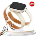 Bracelet cuir double tour pour Apple Watch 38 à 49 mm – Couleur du bracelet Starlight BOX