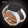 Bracelet cuir double tour pour Apple Watch 38 à 49 mm – Couleur du bracelet white