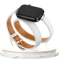 Bracelet cuir double tour pour Apple Watch 38 à 49 mm – Couleur du bracelet White