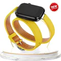 Bracelet cuir double tour pour Apple Watch 38 à 49 mm – Couleur du bracelet Yellow