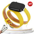 Bracelet cuir double tour pour Apple Watch 38 à 49 mm – Couleur du bracelet Yellow BOX