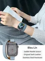 Bracelet cuir double tour pour Apple Watch 40 à 46 mm – Couleur du bracelet Bleu Lin