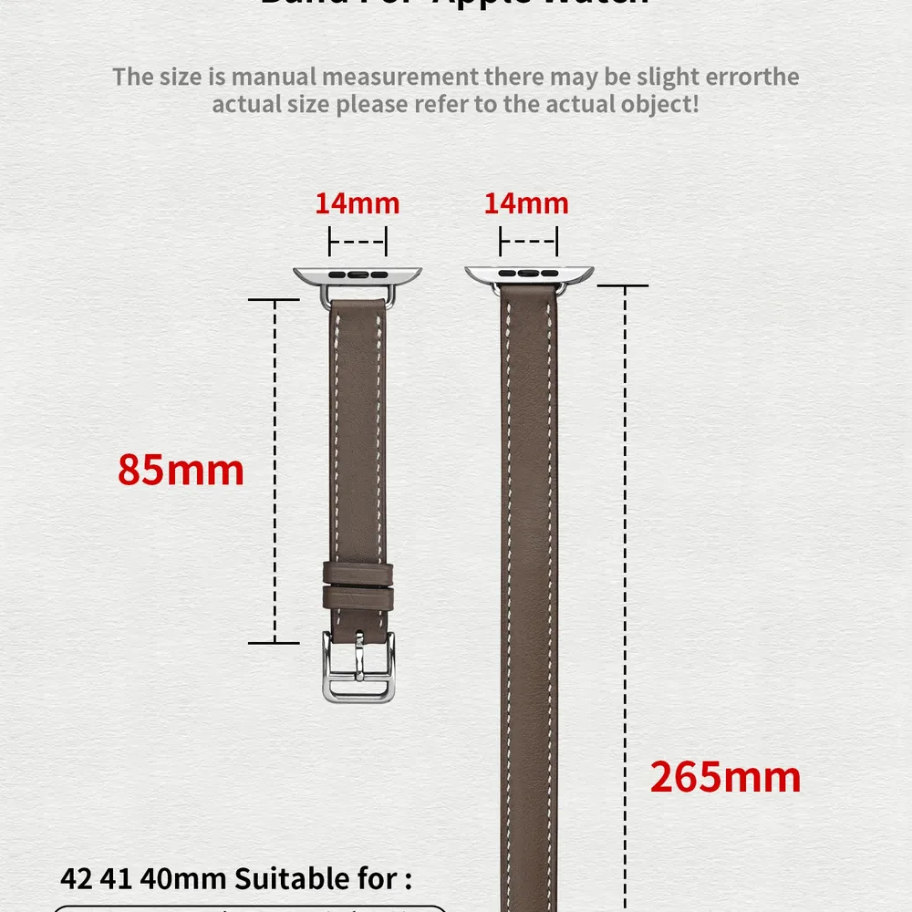 Bracelet cuir double tour pour Apple Watch 40 à 46 mm