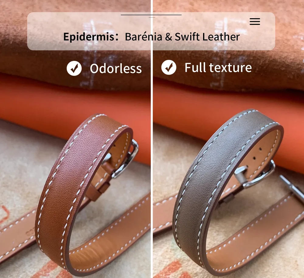 Bracelet cuir double tour pour Apple Watch 40 à 46 mm