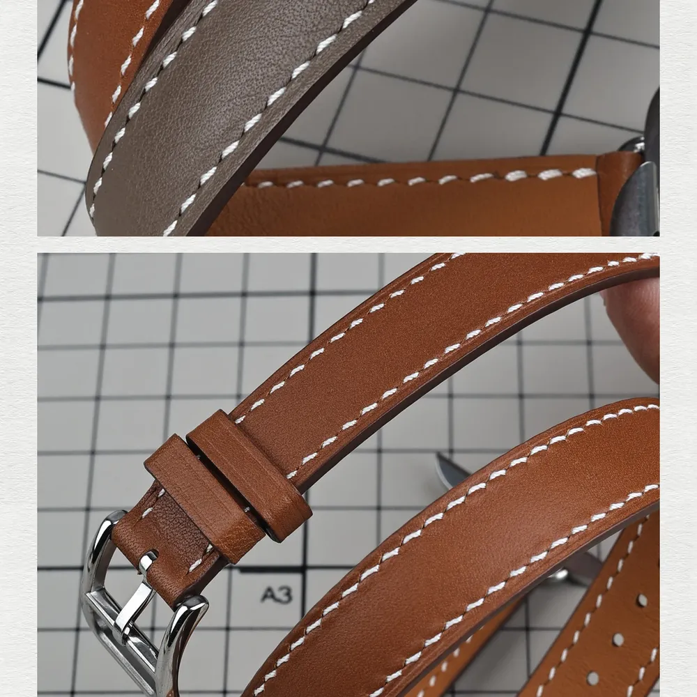 Bracelet cuir double tour pour Apple Watch 40 à 46 mm