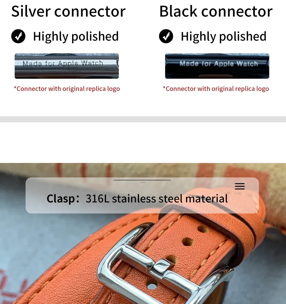 Bracelet cuir double tour pour Apple Watch 40 à 46 mm