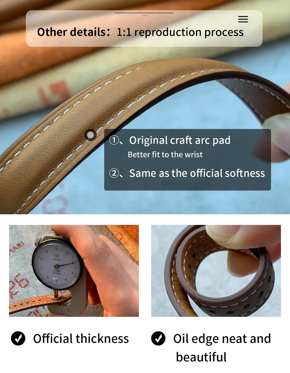 Bracelet cuir double tour pour Apple Watch 40 à 46 mm