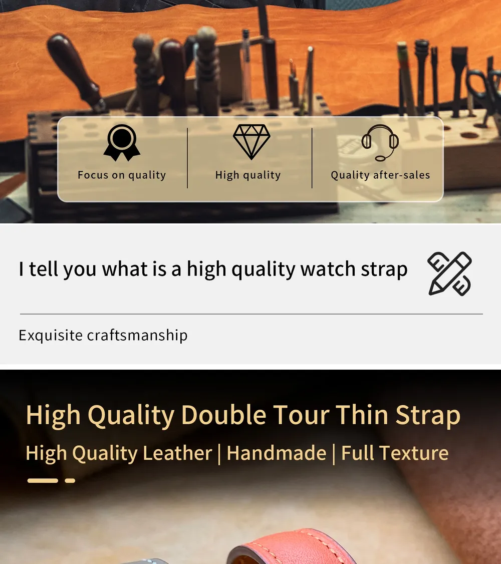 Bracelet cuir double tour pour Apple Watch 40 à 46 mm