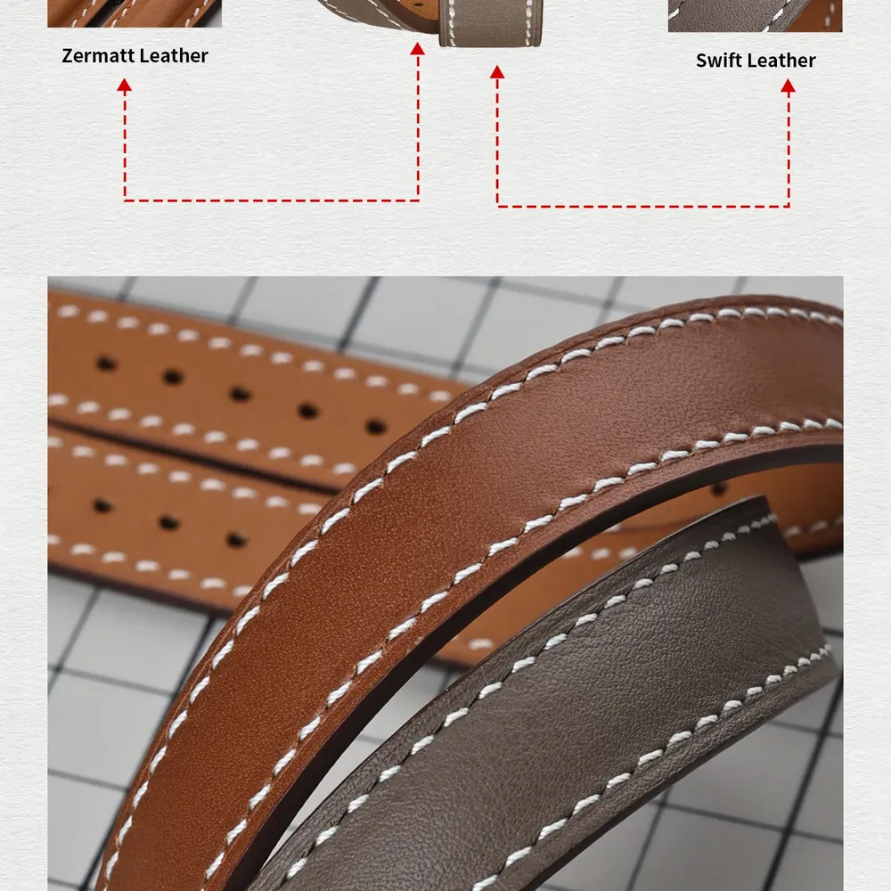 Bracelet cuir double tour pour Apple Watch 40 à 46 mm