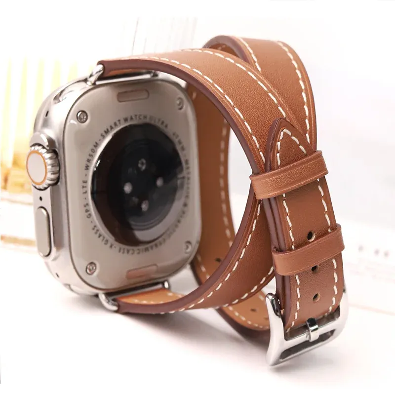 Bracelet cuir double tour pour Apple Watch 40 à 46 mm