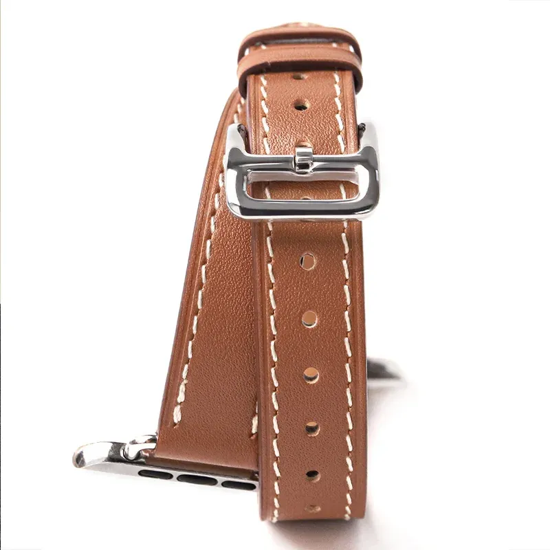 Bracelet cuir double tour pour Apple Watch 40 à 46 mm