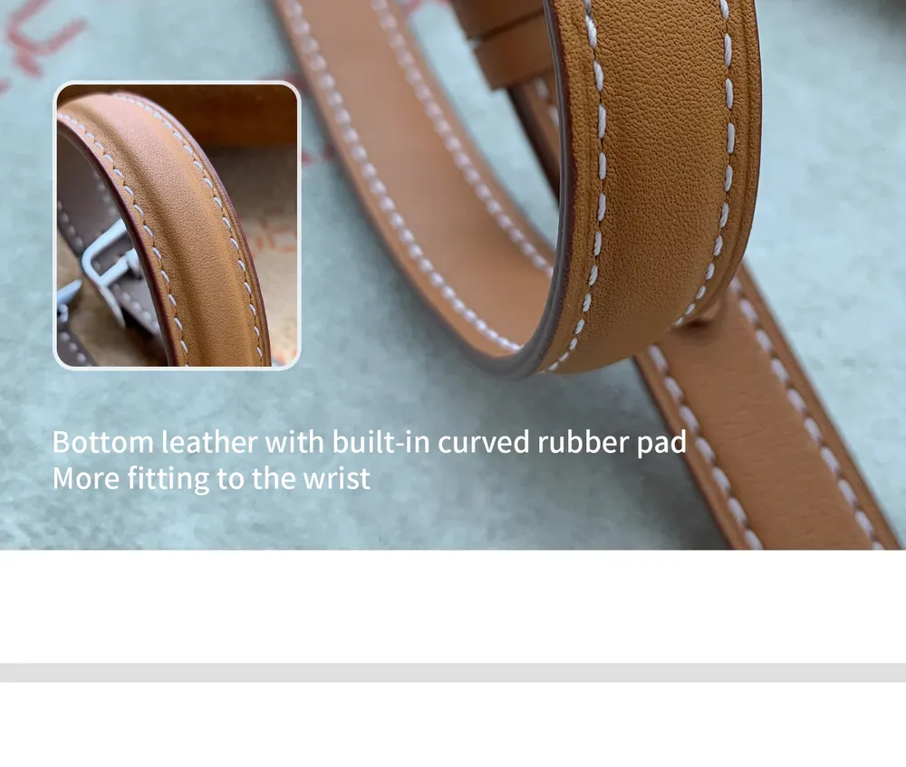 Bracelet cuir double tour pour Apple Watch 40 à 46 mm