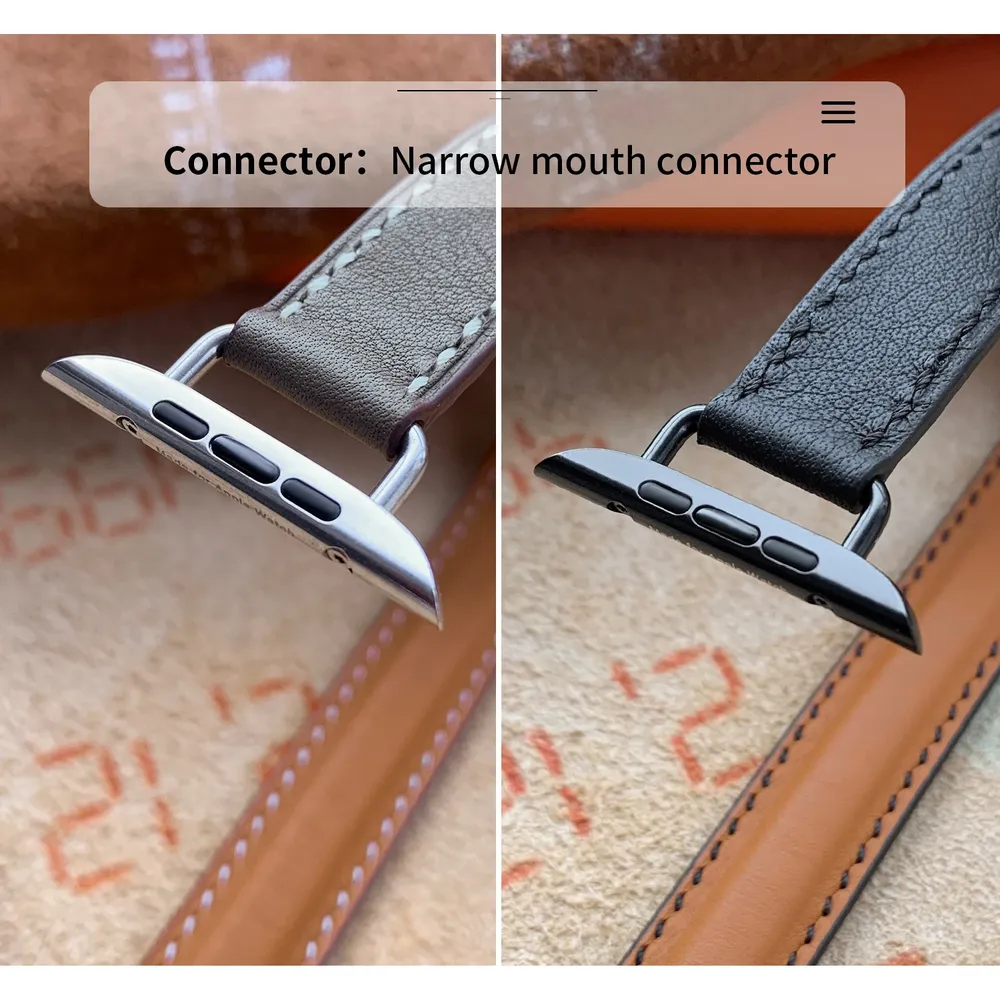 Bracelet cuir double tour pour Apple Watch 40 à 46 mm