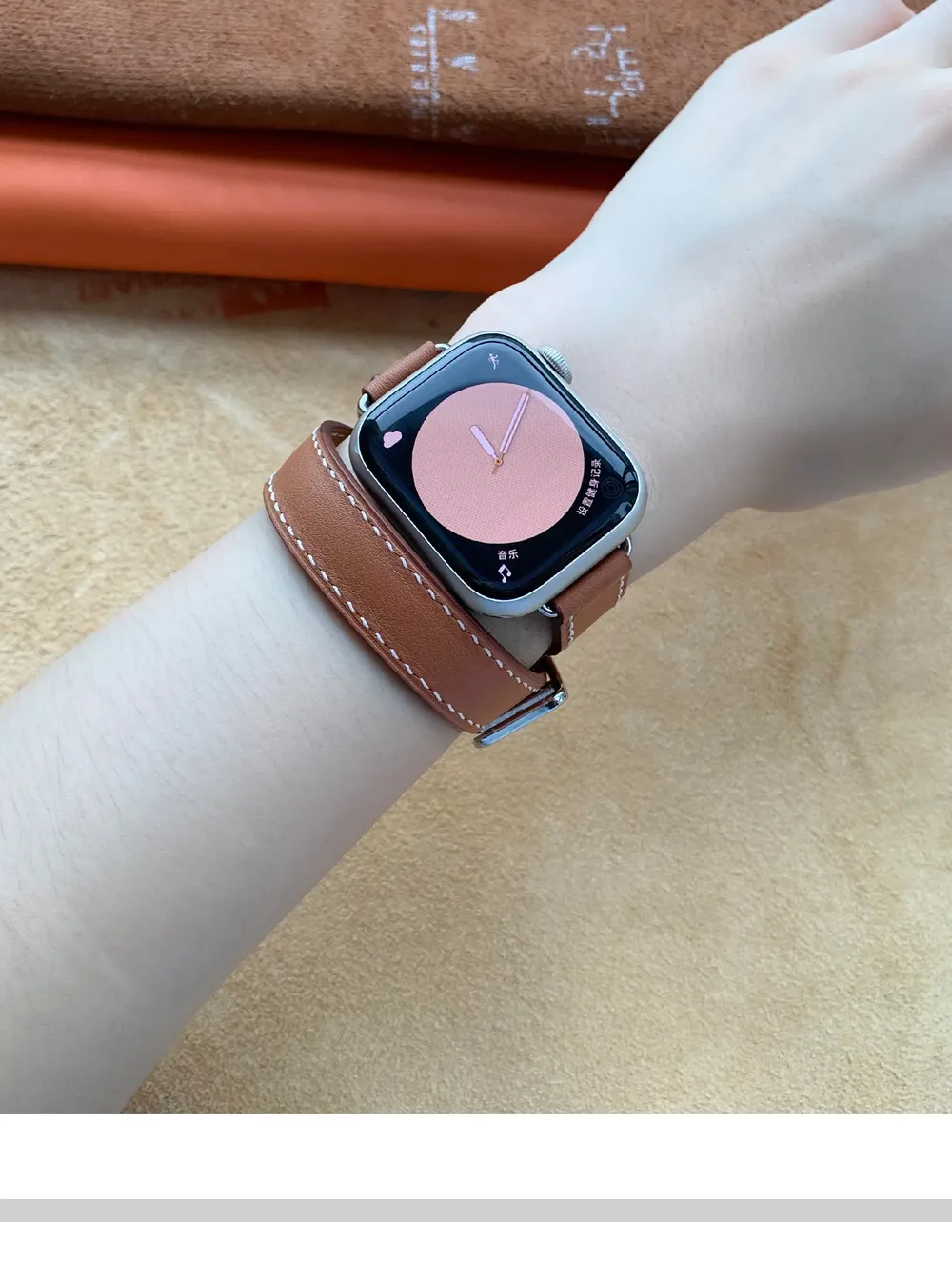 Bracelet cuir double tour pour Apple Watch 40 à 46 mm