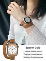 Bracelet cuir double tour pour Apple Watch 40 à 46 mm – Couleur du bracelet Epsom Gold
