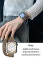 Bracelet cuir double tour pour Apple Watch 40 à 46 mm – Couleur du bracelet Gray(Great)