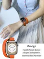 Bracelet cuir double tour pour Apple Watch 40 à 46 mm – Couleur du bracelet Orange