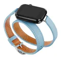 Bracelet cuir double tour pour Apple Watch 40 à 49 mm – Couleur du bracelet Bleu