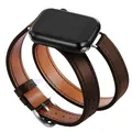 Bracelet cuir double tour pour Apple Watch 40 à 49 mm – Couleur du bracelet café