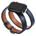 Bracelet cuir double tour pour Apple Watch 40 à 49 mm – Couleur du bracelet DeepBlue