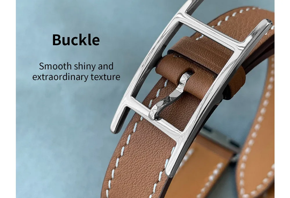 Bracelet cuir double tour pour Apple Watch 40 à 49 mm