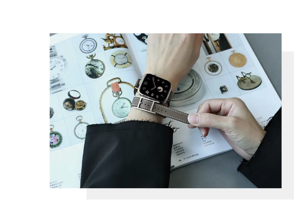 Bracelet cuir double tour pour Apple Watch 40 à 49 mm