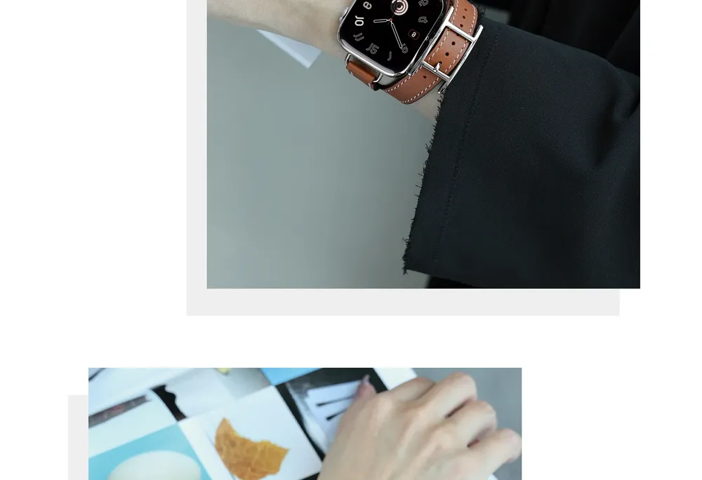 Bracelet cuir double tour pour Apple Watch 40 à 49 mm