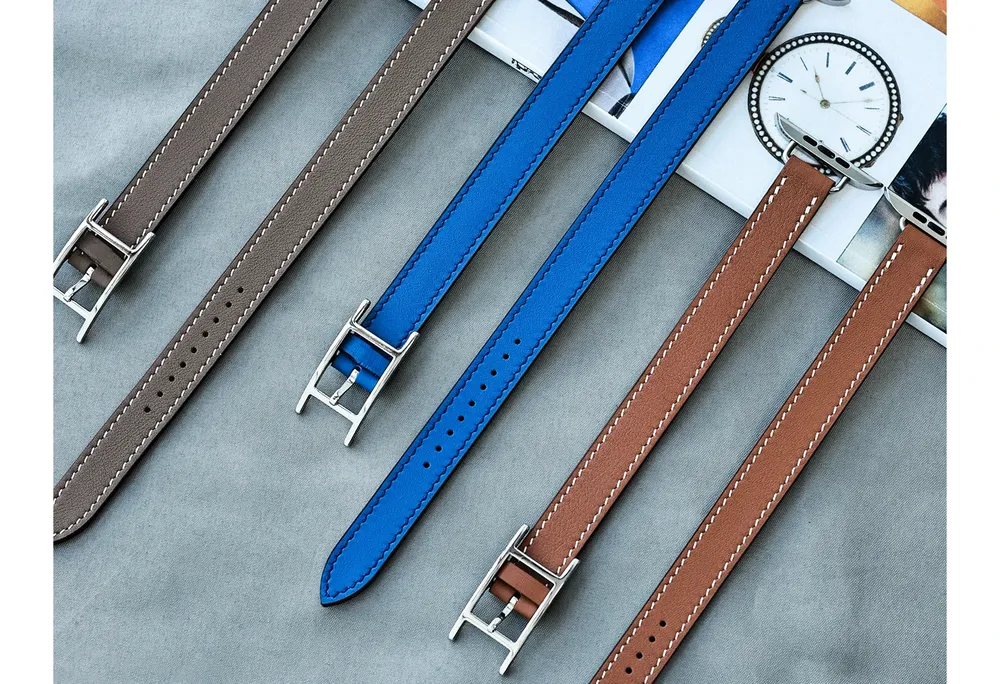Bracelet cuir double tour pour Apple Watch 40 à 49 mm