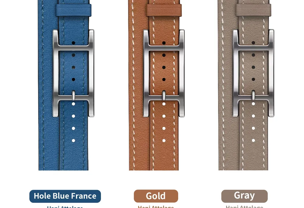 Bracelet cuir double tour pour Apple Watch 40 à 49 mm