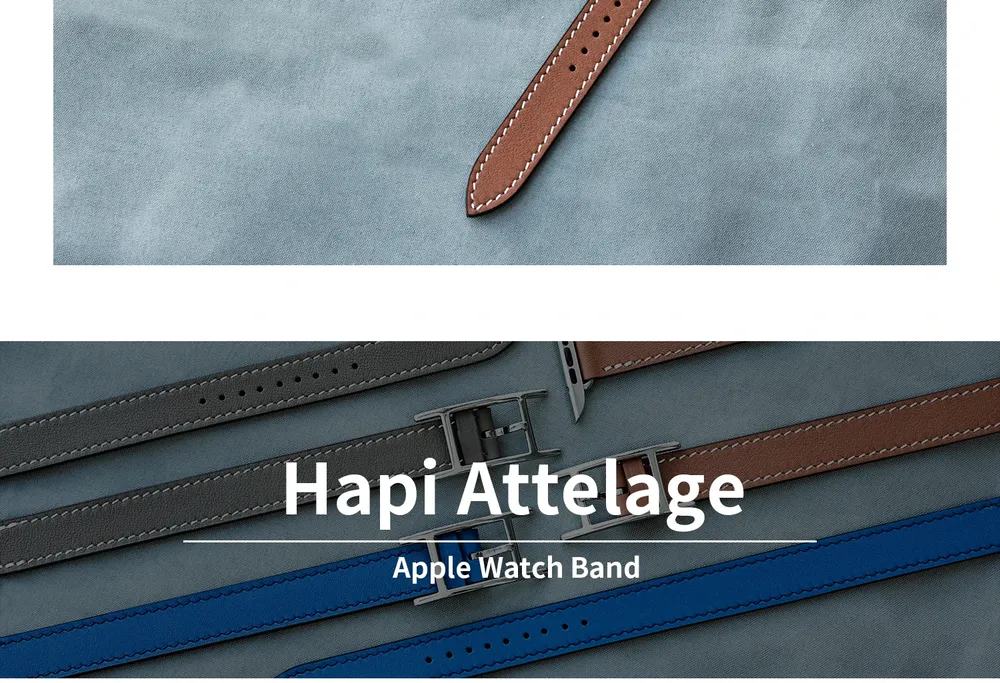 Bracelet cuir double tour pour Apple Watch 40 à 49 mm
