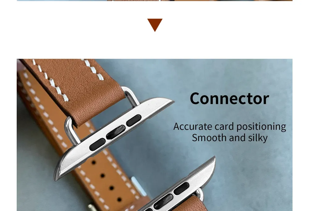 Bracelet cuir double tour pour Apple Watch 40 à 49 mm