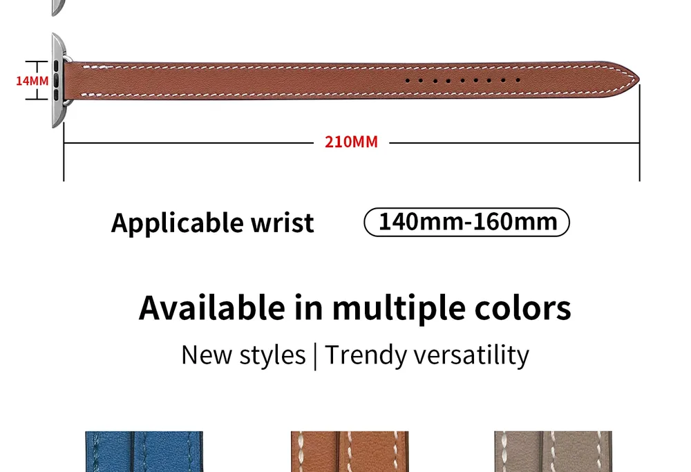 Bracelet cuir double tour pour Apple Watch 40 à 49 mm