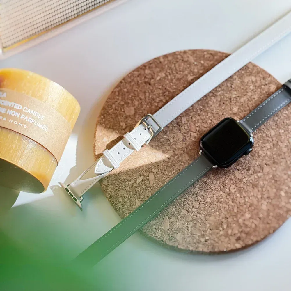 Bracelet cuir double tour pour Apple Watch 40 à 49 mm