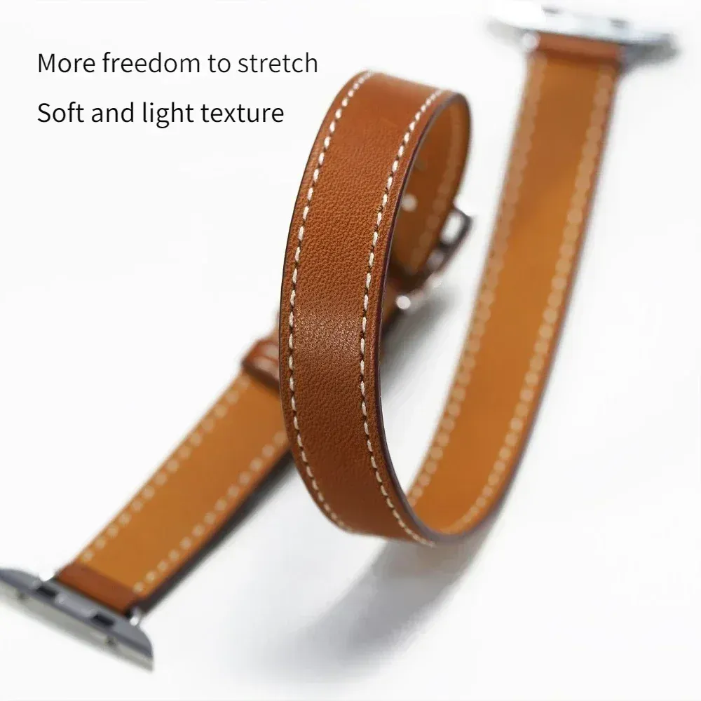 Bracelet cuir double tour pour Apple Watch 40 à 49 mm