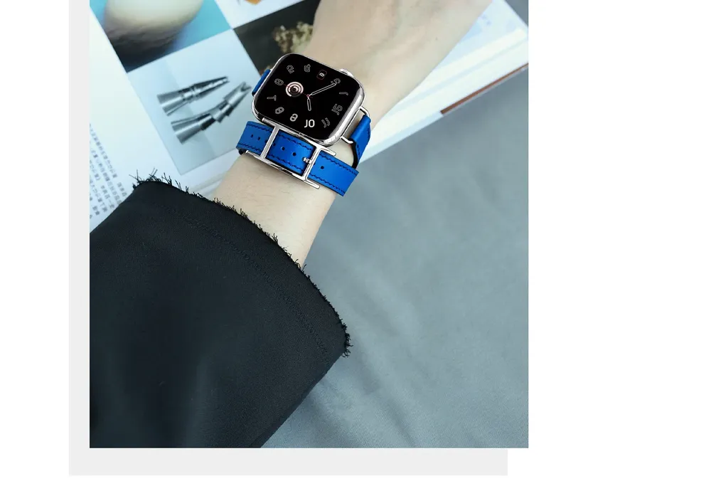 Bracelet cuir double tour pour Apple Watch 40 à 49 mm
