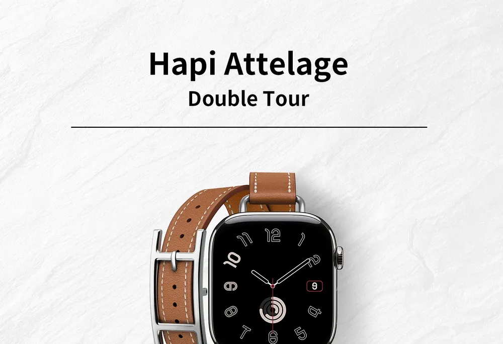 Bracelet cuir double tour pour Apple Watch 40 à 49 mm