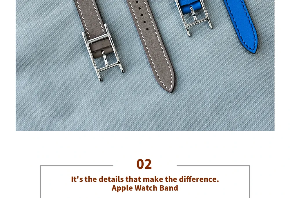 Bracelet cuir double tour pour Apple Watch 40 à 49 mm