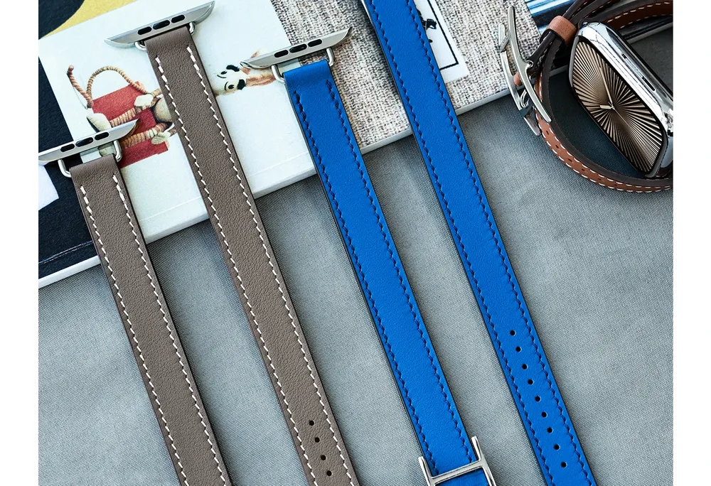 Bracelet cuir double tour pour Apple Watch 40 à 49 mm