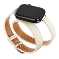 Bracelet cuir double tour pour Apple Watch 40 à 49 mm – Couleur du bracelet lumière étoilée