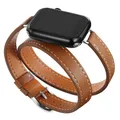 Bracelet cuir double tour pour Apple Watch 40 à 49 mm – Couleur du bracelet Marron