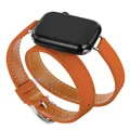 Bracelet cuir double tour pour Apple Watch 40 à 49 mm – Couleur du bracelet Orange
