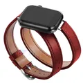 Bracelet cuir double tour pour Apple Watch 40 à 49 mm – Couleur du bracelet Rouge